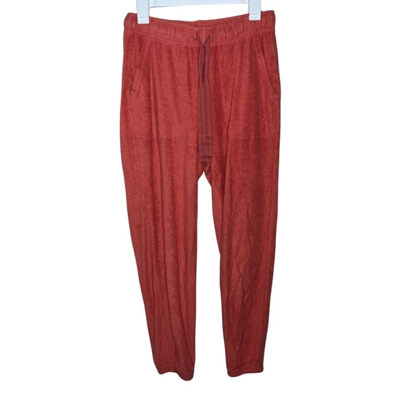 Aerie Terrycloth Style Joggers Cozy Orange Elastic Drawstring Waistband Size Sm - Picture 1 of 8
